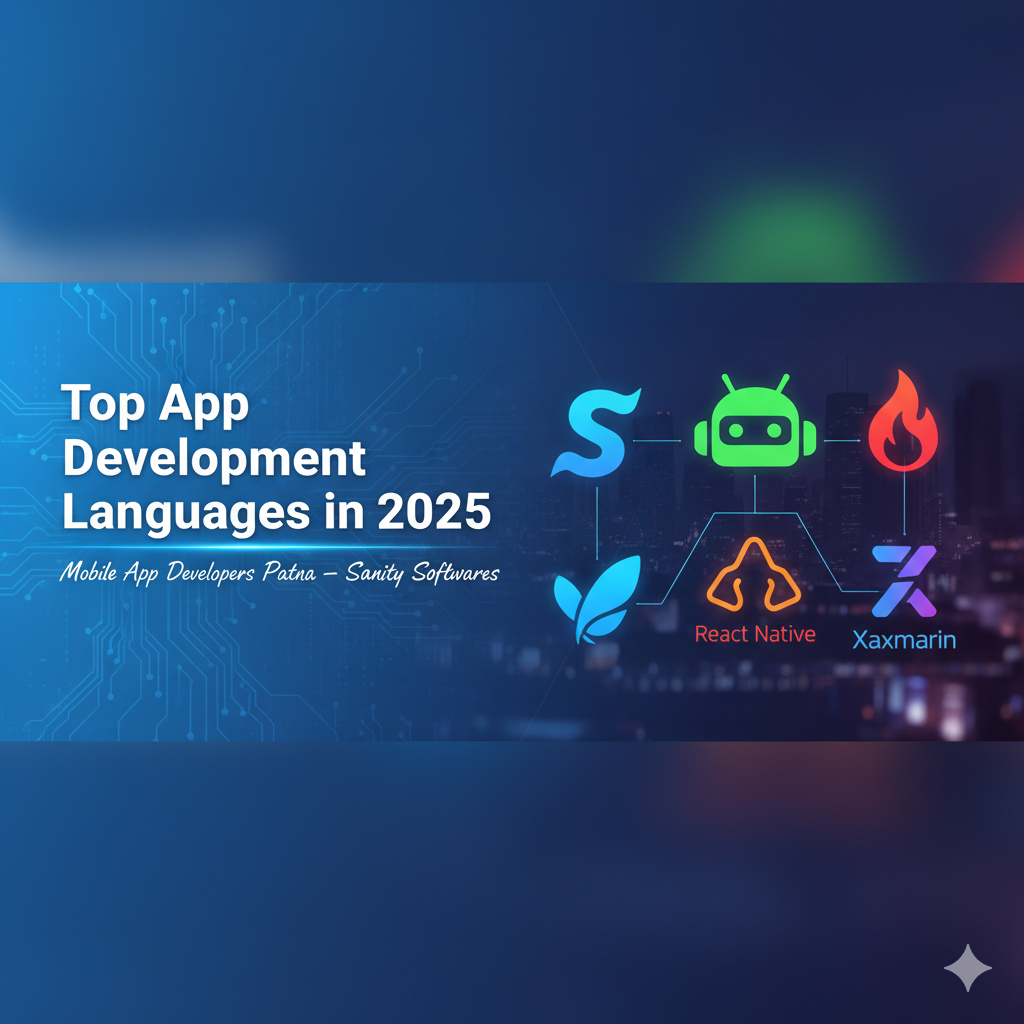 Top App Development Languages in 2025 | Mobile App Developers Patna � Sanity Softwares