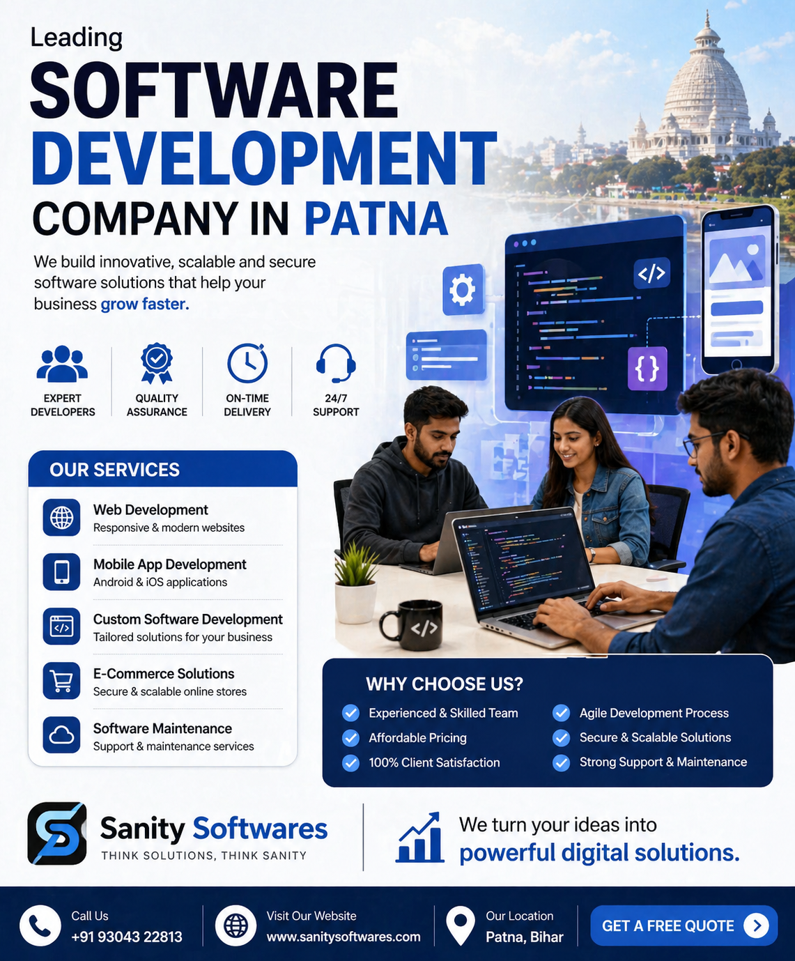 Affordable Custom Software Development Company in Patna – By Sanity Softwares
